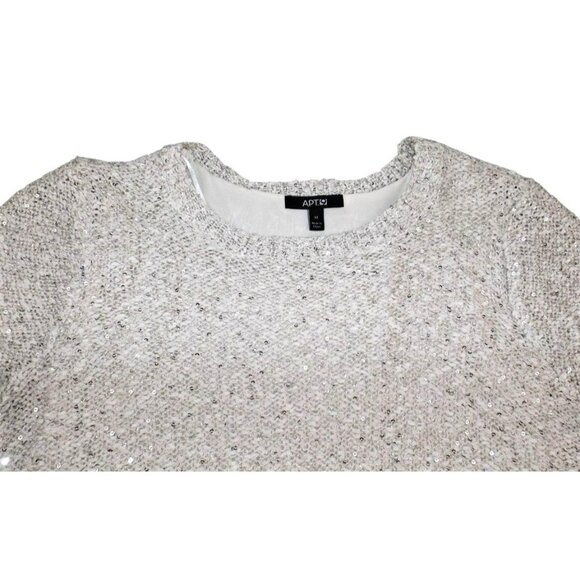 Womens Silver Sequined Pullover Top Asymetrical Hem size Medium    JH856 - Picture 3 of 3